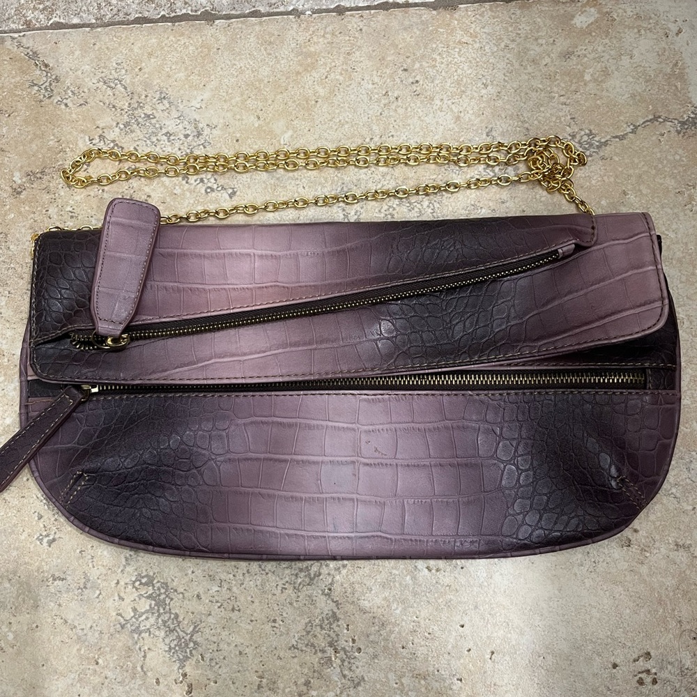 Aldo Faux Purple Croc-Embossed Women's Purse/Clutch